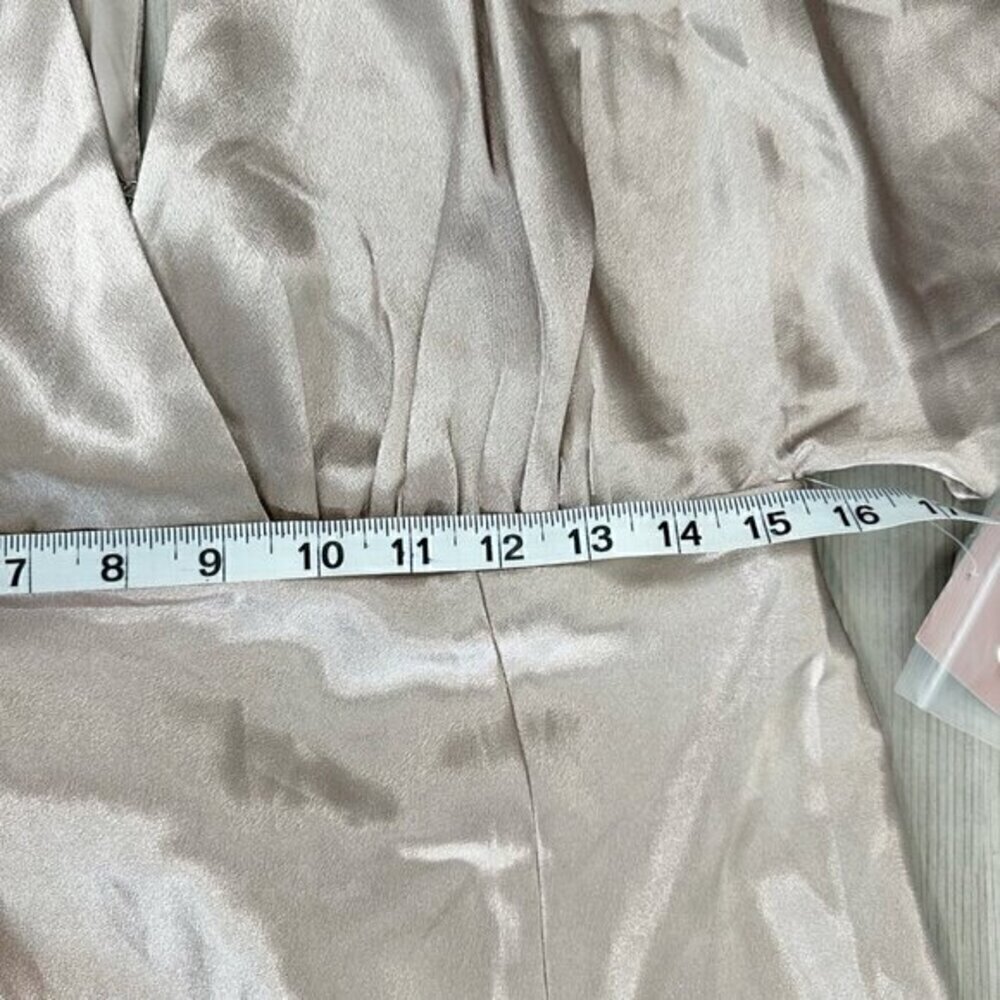 Birdy Grey Jesse Kimono Shiny Satin Flutter Sleeve Bridesmaid Dress Taupe Medium - Picture 11 of 11